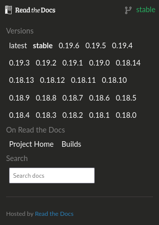 Opened flyout menu example image from ReadTheDocs